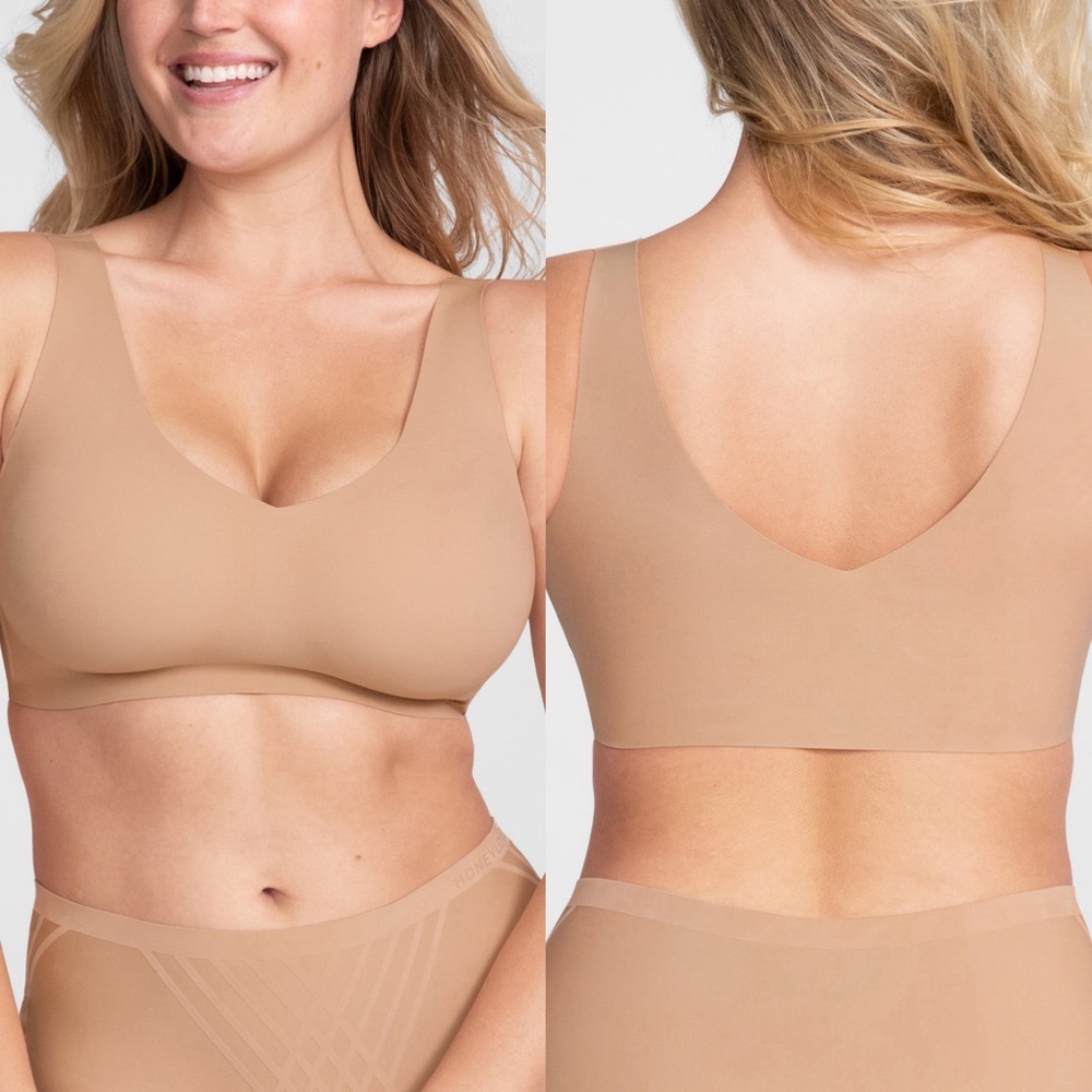 Honeylove V Neck Bra Unlined Wireless Seamless Support Bra Sz 3X 💛🍄